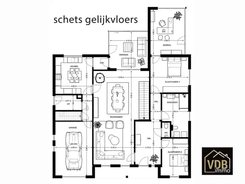 Riante woning - open bebouwing - met loods