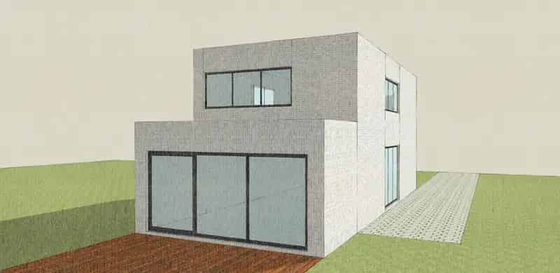 Nog te bouwen moderne, open bebouwing