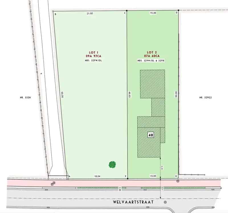 Uitzonderlijk goed gelegen bouwgrond voor open bebouwing