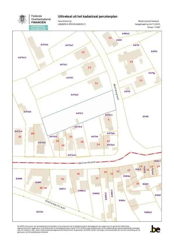 Bouwgrond bestemd voor open bebouwing van 21a 26ca (2.126 m²) centraal gelegen in Lanaken-Veldwezelt