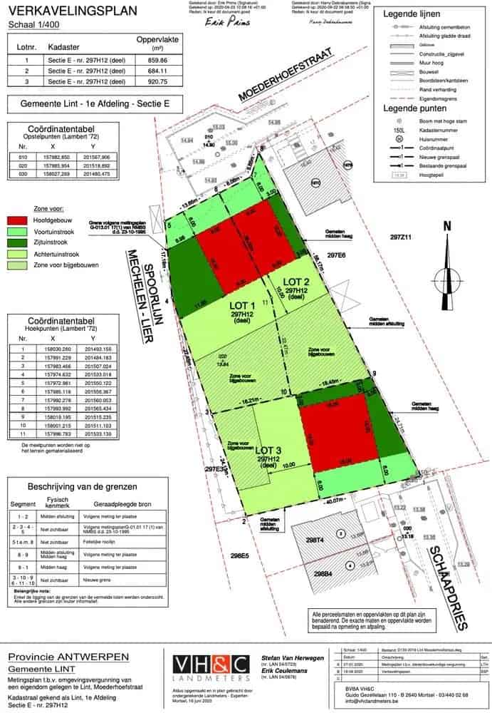 Bouwgrond op een perceel van 860m² voor een halfopen bebouwing in Lint