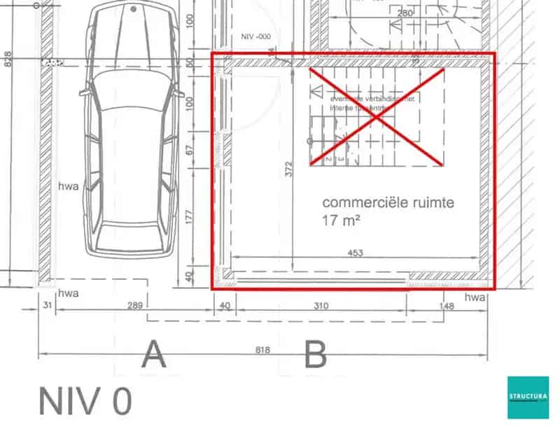 Handelsgelijkvloers/vitrine vlakbij station en centrum Opwijk