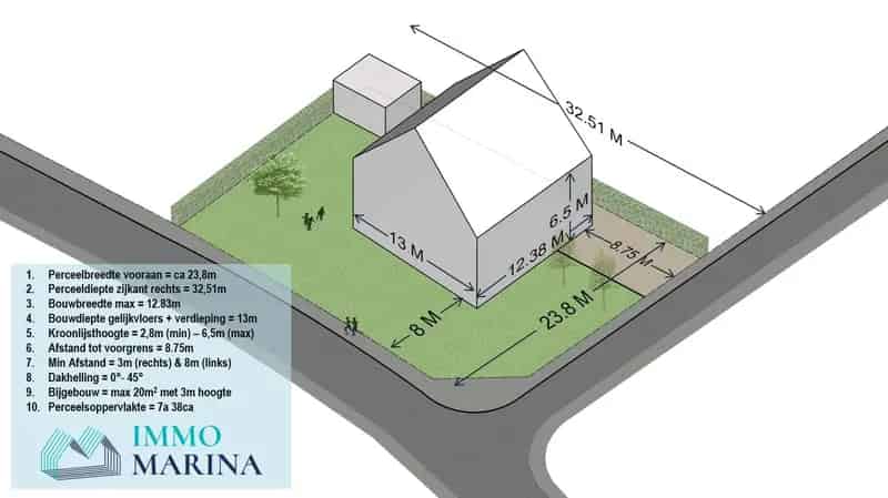 Rustig gelegen bouwgrond voor OB op 7a38ca te Tremelo