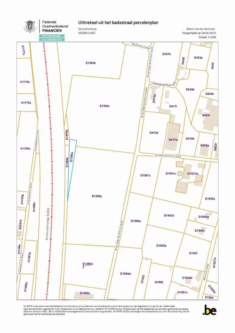 Perceel landbouwgrond te Izegem, nabij de Klaregrachtstraat