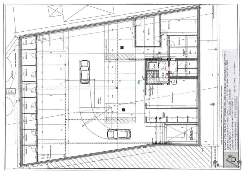 Ondergrondse garage staanplaats in residentie Louis in de winkelstraat van Tremelo.