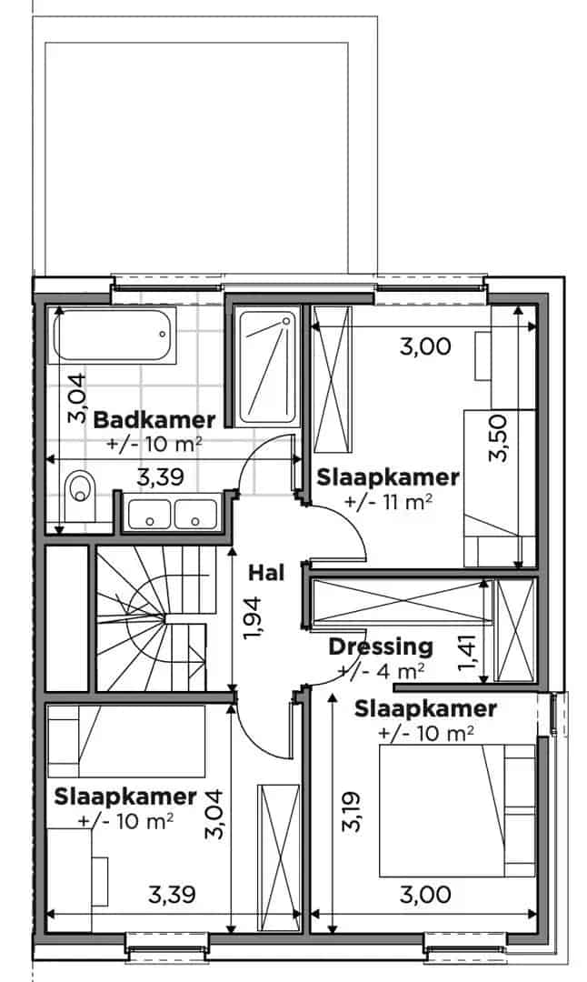 Nieuwbouwwoning: halfopen bebouwing in Nossegem