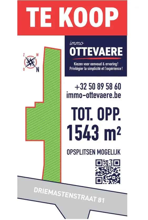 Bouw- of ambachtelijke grond te koop in Gullegem – 1543 m² en splitsbaar. Polyvalente bestemming