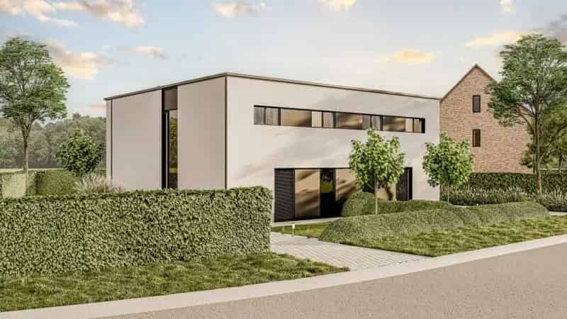 Halfopen nieuwbouw met tuin en terras.