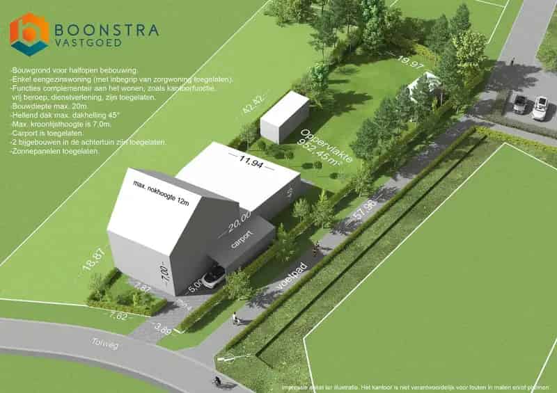 Bouwgrond halfopen bebouwing op perceel van 952 m²