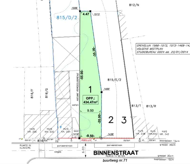 Bouwgrond voor halfopen bebouwing - 4 are 34 centiare - in de rand van Aalst.