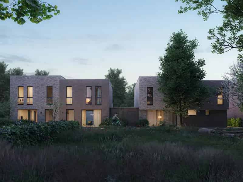Woonerf met 12 doorzonwoningen en een centrale binnentuin