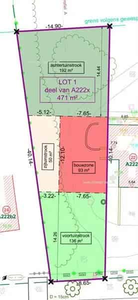 Bouwgrond Wondelgem 801m² Halfopen Bebouwing