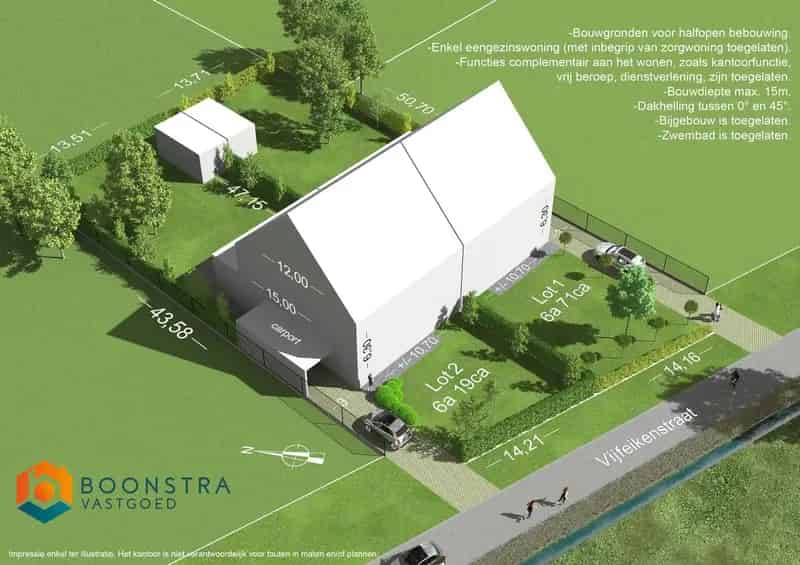 Bouwgrond van 619 m² voor halfopen bebouwing te Tildonk