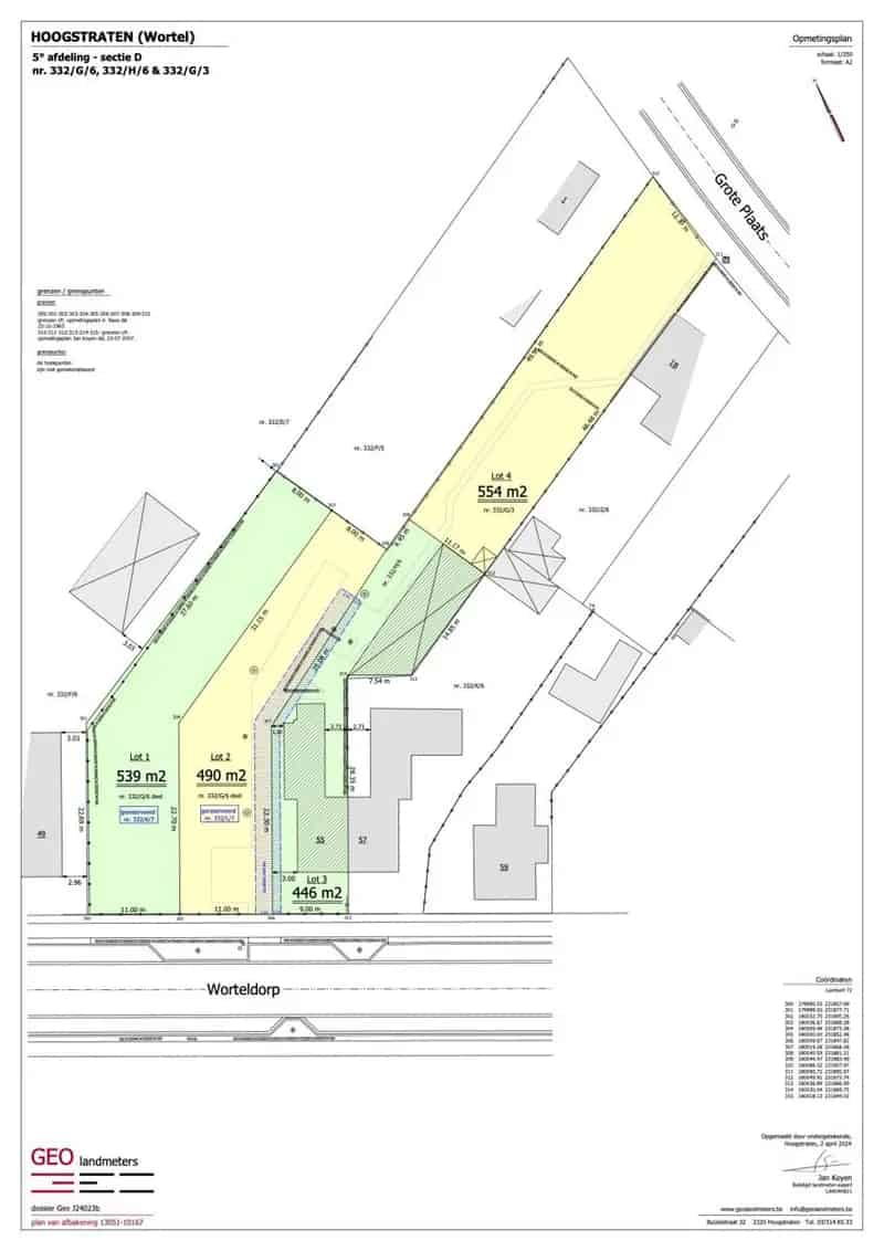 Bouwgrond voor halfopen bebouwing te koop 554m2 Wortel