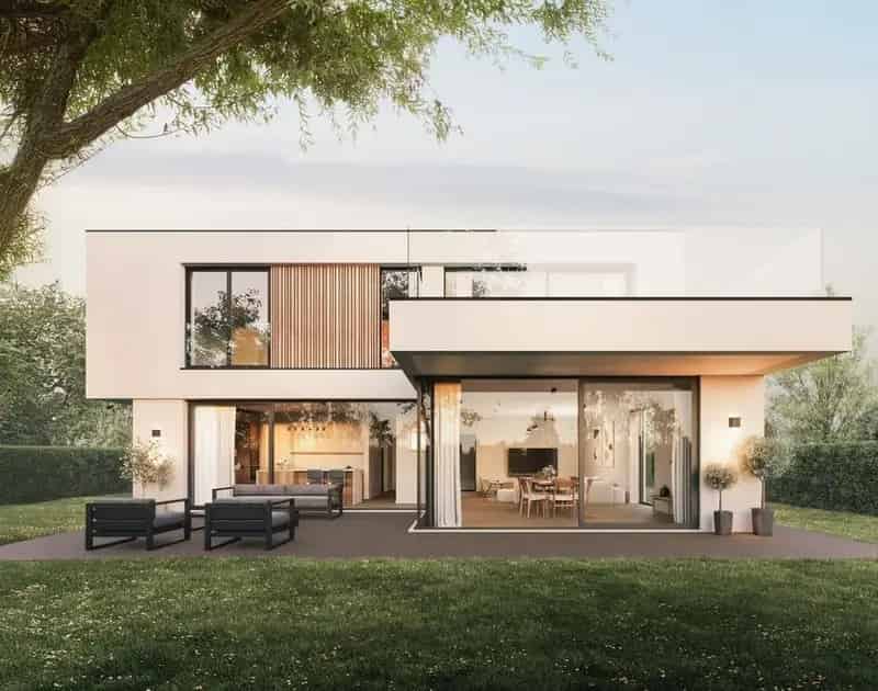Prachtige nieuwbouw villa met zonnige tuin en terrassen op fietsafstand van de zee.