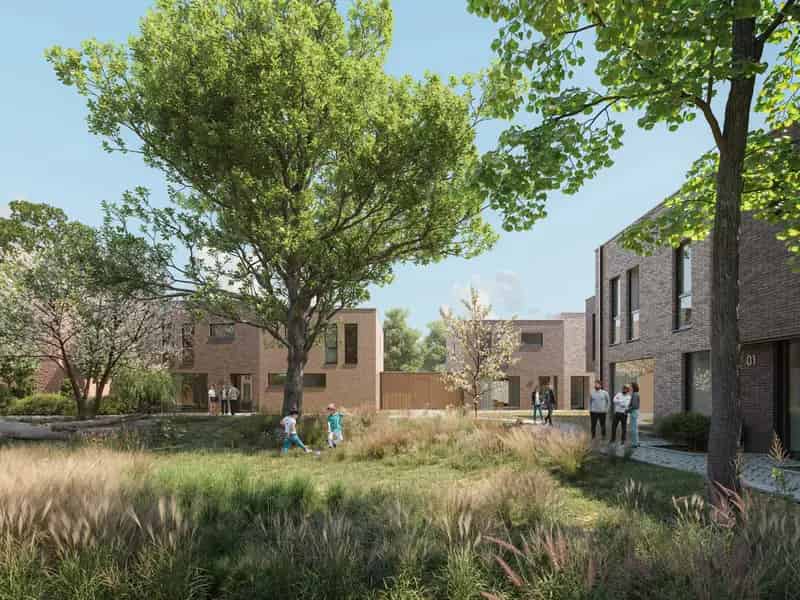 Woonerf met 12 doorzonwoningen en een centrale binnentuin