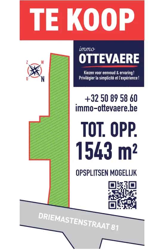 Bouwgrond Gullegem 1543m² Splitsbaar Polyvalent